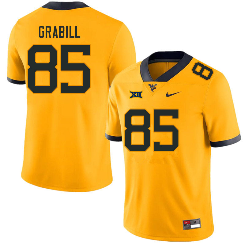 Men #85 Theo Grabill West Virginia Mountaineers College Football Jerseys Sale-Gold